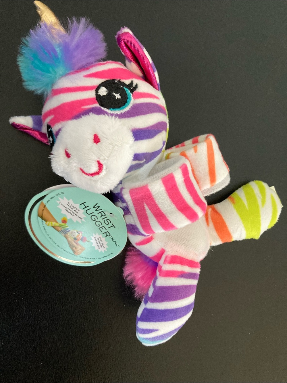 Plush Rainbow Striped Unicorn Wrist Hugger - Multicolor